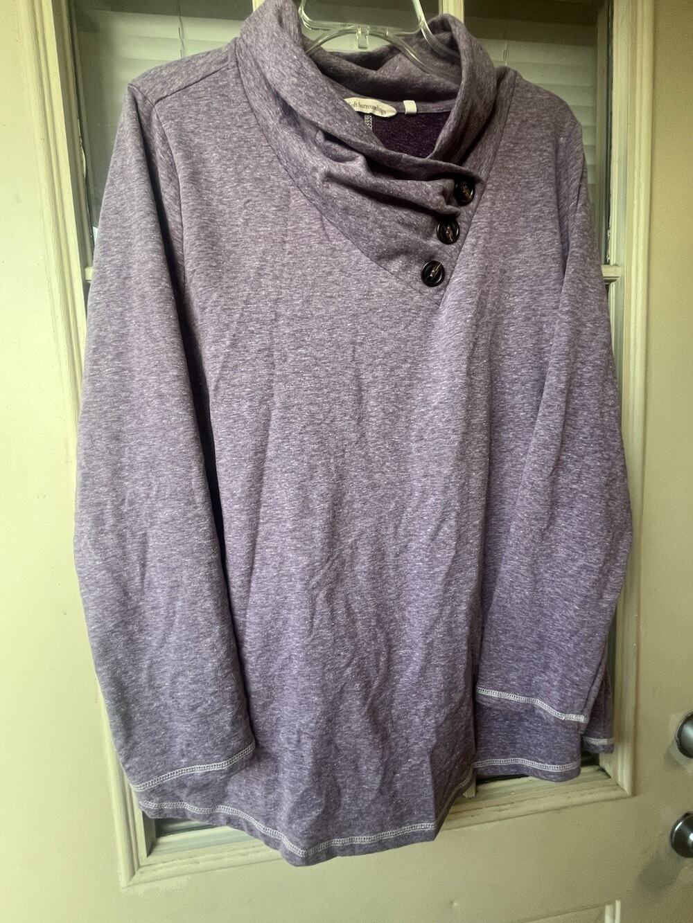 Soft Surroundings Brinley Cowl Shawl Neck Pullover Top XL Heather Purple